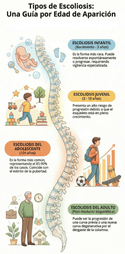 Tipos de Escoliosis: infografía por edad de aparición