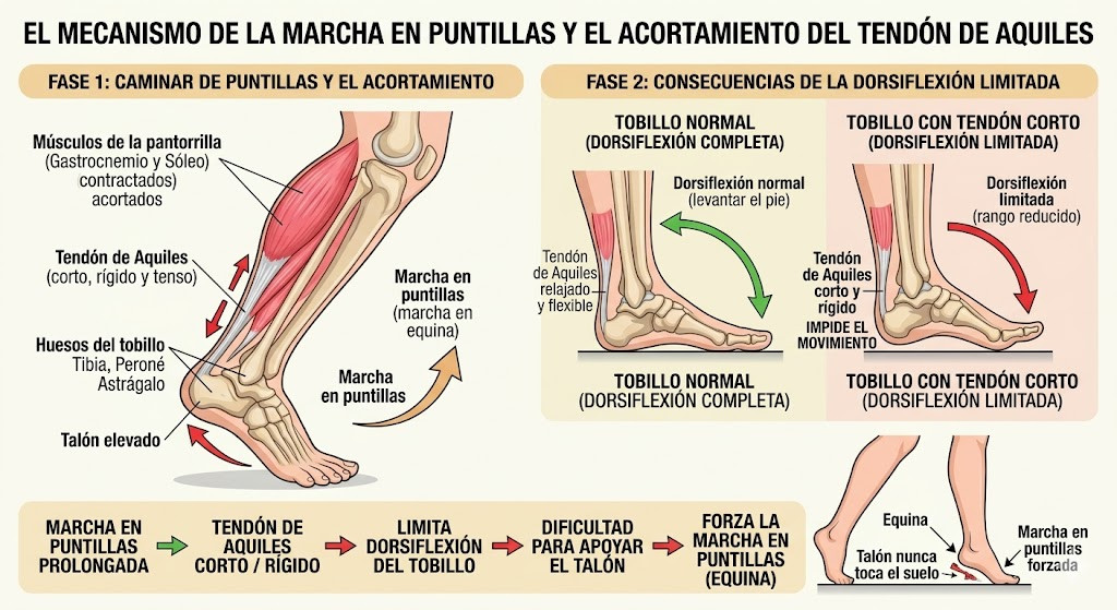 Caminar de puntillas puede provocar un acortamiento del tendón de aquiles